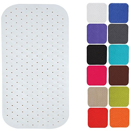 MSV Premium douchemat, antibacterieel en antislip met zuignappen, wit, 36 x 76 cm