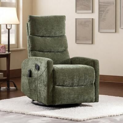 Manual Recliner Chair with Rocking & 360° Swivel, Heat Massage for Living Room