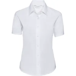 Russell Collection Klassische Oxford Bluse  Kurzarm, white, 5XL