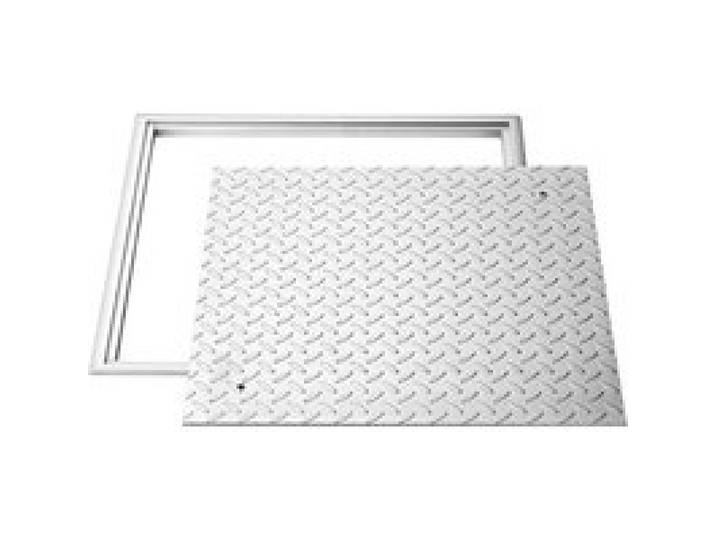 VEVOR Schachtabdeckung mit Rahmen 60 x 60 cm, Quadratischer Schachtdeckel Klärgrubendeckel, Hochbelastbarer Rutschfester Gullydeckel aus Kohlenstoffstahl für Abflussrinne, für Gehwege Gärten Höfe