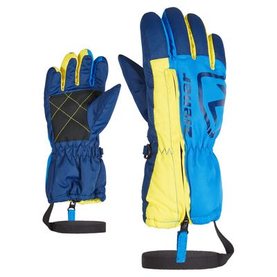 Skihandschuhe ZIENER "LEO-Z Kinder", Kinder, Gr. 2,5, blau (persian blau), Kunstfaser, Handschuhe, wasserabweisend, windabweisend, atmungsaktiv, langer Reißverschluss