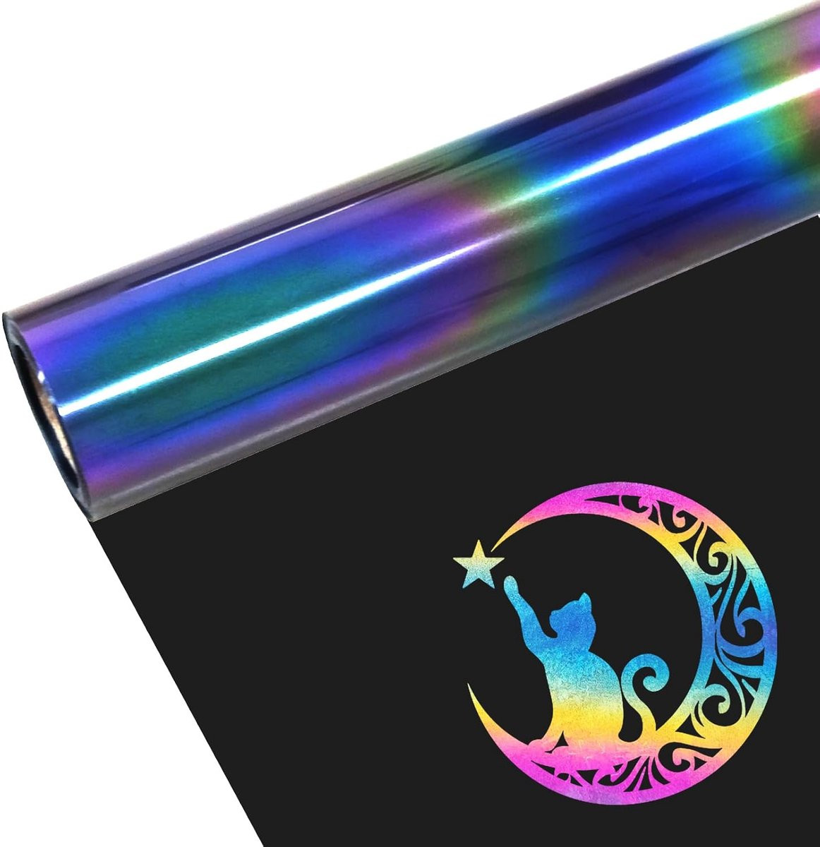 Textiel Plotterfolie Hologram Transferfolie met Reflecterend Regenboog Effect, Breedte: 30,5 cm, Lengte: 1,5 m