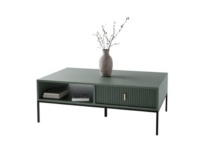 Lookway Couchtisch Midnight mit Schublade und schwarzem Metallgestell Stilvoller Wohnzimmertisch Modernes Möbelstück (Grün)