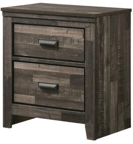 Benjara Nightstand with 2 Drawers and Butcher Block Design, Brown