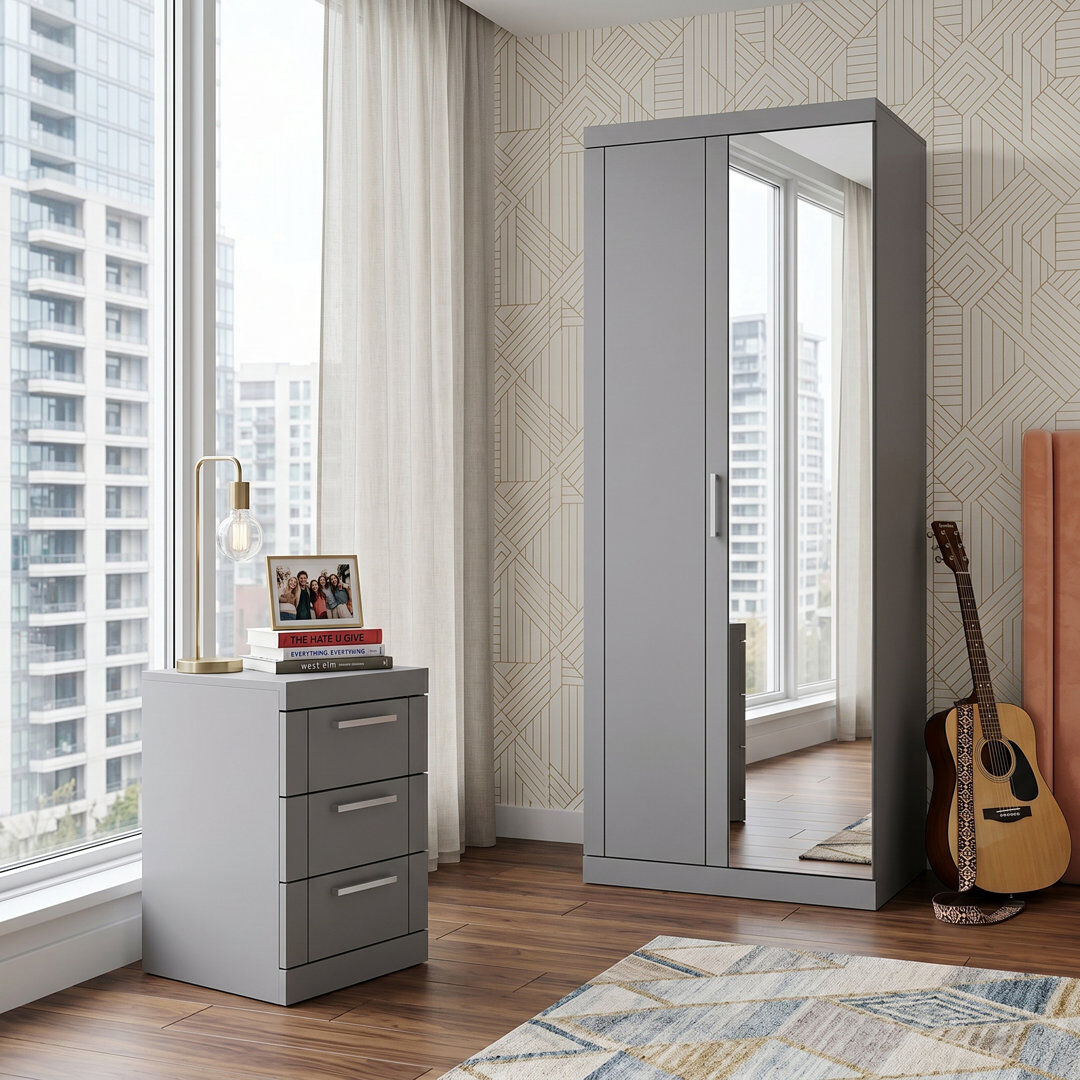 17 Stories Piece Bedroom Set Gray