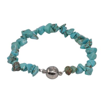 Armband STEUER "Türkis echt Metall glanz", blau (türkis), Armbänder, Damen, 18,5cm, Metall, glänzend, Armband