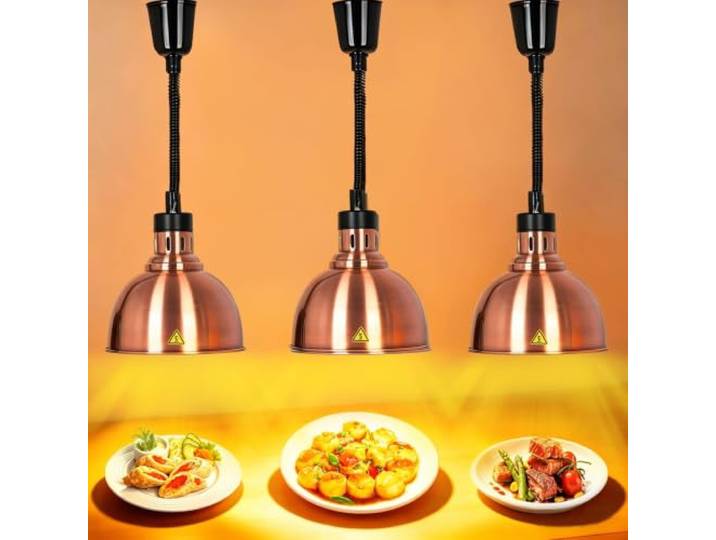 VFDZ Wärmelampe Küche Gastro, Einziehbare Speisenwärmer Lampe Buffet 25 cm Hängende Wärmelampe Gastronomie für Speisen, 250W Lebensmittel Wärmelampe Küche für Essen Buffet, Restaurant und Hotel
