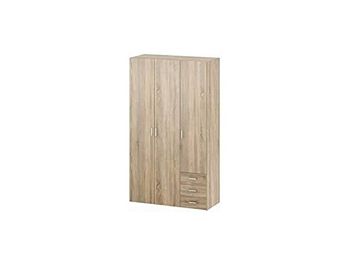 Kleiderschrank mit drei Türen und drei Schubladen, Eichenfarbe, 115 x 49 x H200 cm