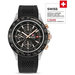 SWISS MILITARY HANOWA - WATCHMAN - Chronograph - Silikon / Lederarmband - black dial
