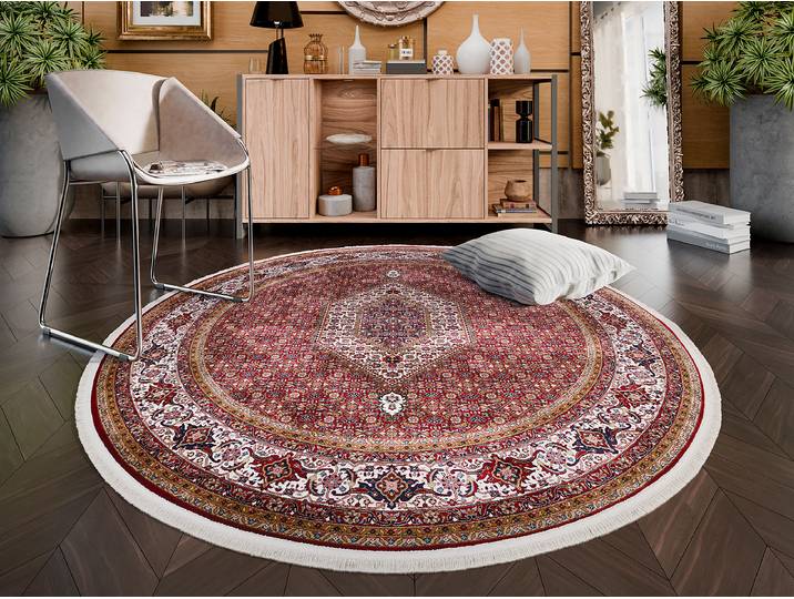Kurzflorteppich Caravansary rund Rot/Rot Ø 160cm Viskose