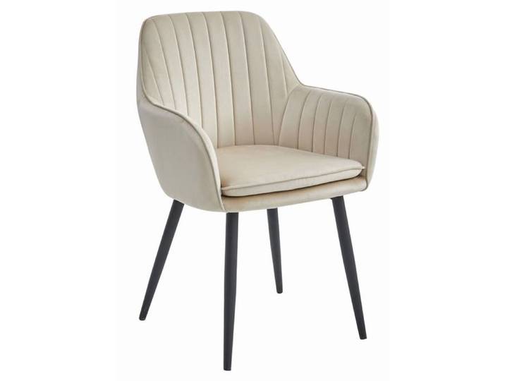Chaise LUGO - velours beige / pieds noirs x 1