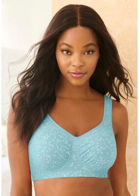 Plus Size Women's Wireless Leisure Bra by Comfort Choice in Pale Ocean Birds (Size 44 G)