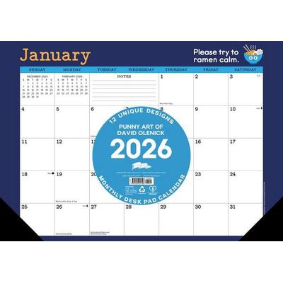Punny Art of David Olenick 2026 17 X 12 Small Monthly Deskpad