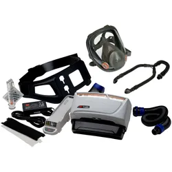 3M TR-619+ Versaflo Starterpaket inkl. TR-602E, Zubehör, 3M Versaflo Luftschlauch BT-63 leichte Ausführung und 3M 6800M Vollmaskenkörper Thermoplastisches Elastomer/Polypropylen Größe M