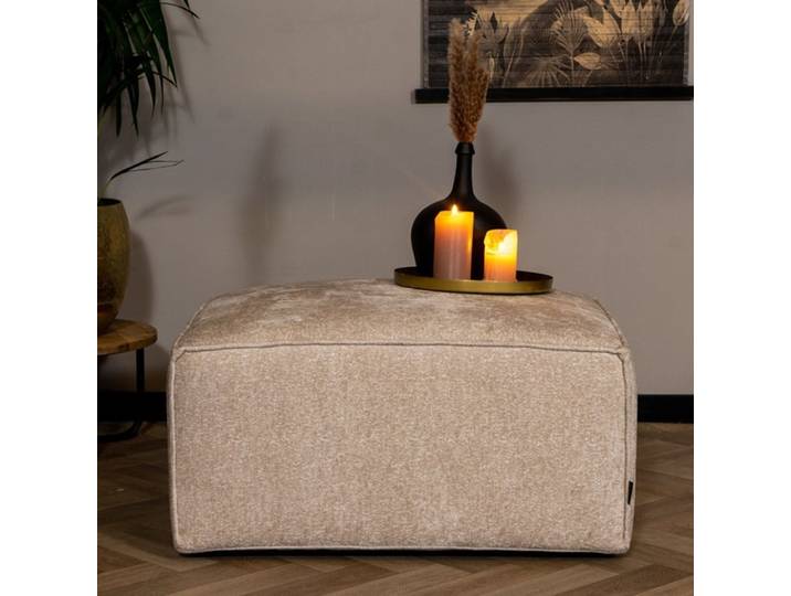 Bronx71 Chenille Hocker Memphis rechteckig weiß/beige
