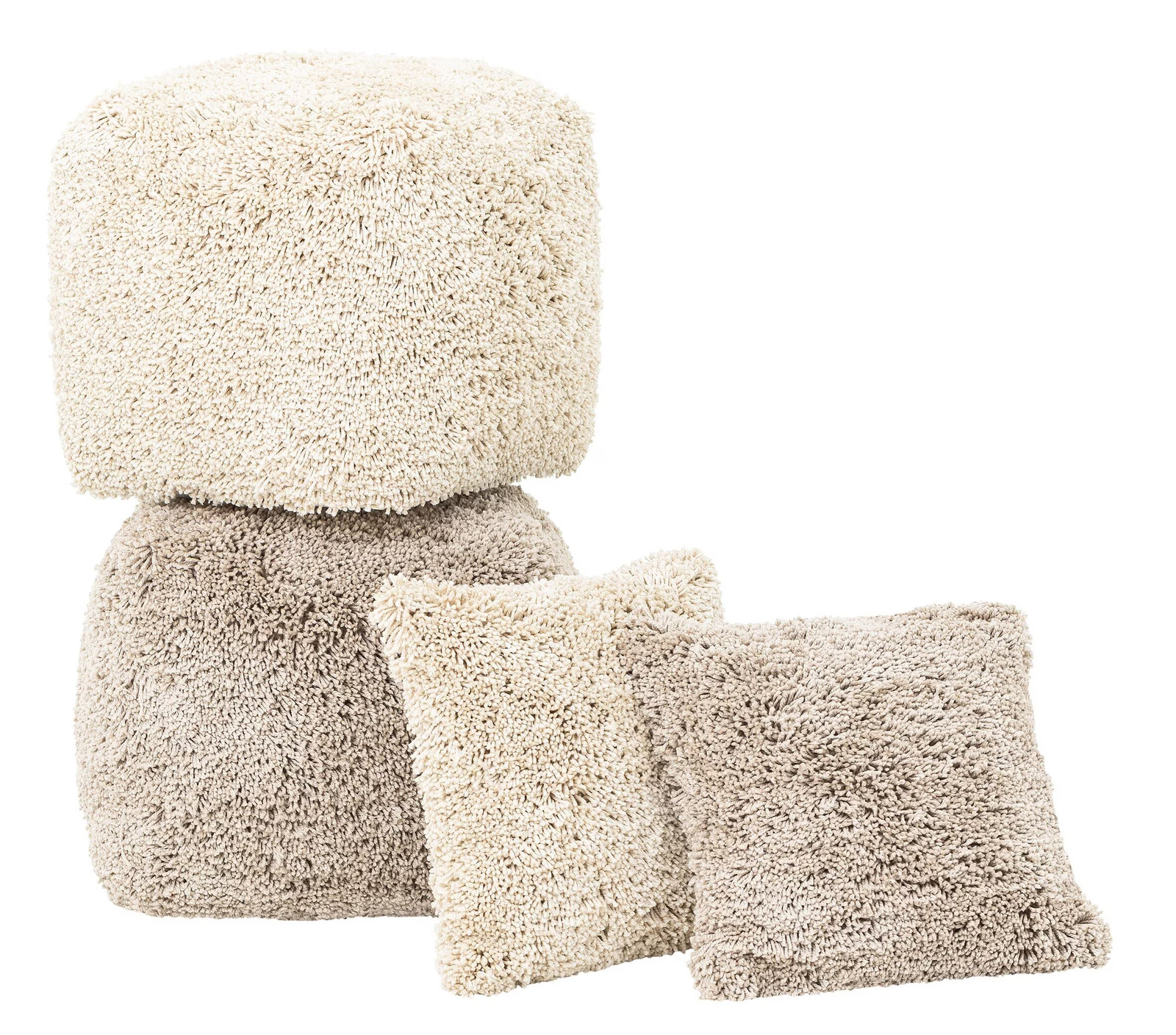 MUST Living poef Celeste - Beige - Stoffen soft body voor volwassenen