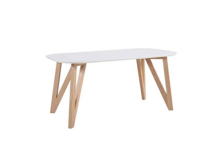 Mid.you Esstisch, Natur, Weiß, Holz, Eiche, massiv, oval, Haarnadel, 80x76x120 cm, in verschiedenen Größen erhältlich, Esszimmer, Tische, Esstische, Esstische oval
