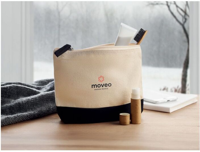Trousse personnalisable bicolore en coton KLEUREN noir