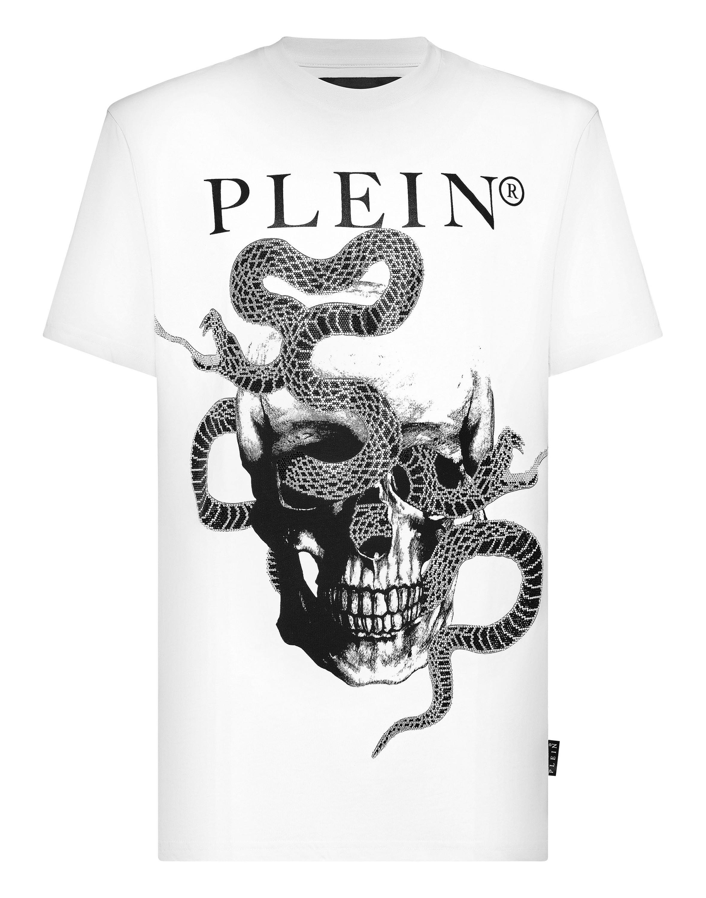 Philipp Plein T‑Shirt mit Rundhals und Snake-Motiv - Weiß