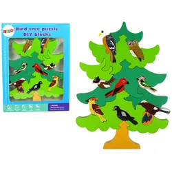 Holzbaum Vögel DIY Holzpuzzle-Blöcke