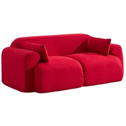 MODFU Zweisitzer-Sofa Cord Rot mit rundum gepolsterter, skulpturaler Form