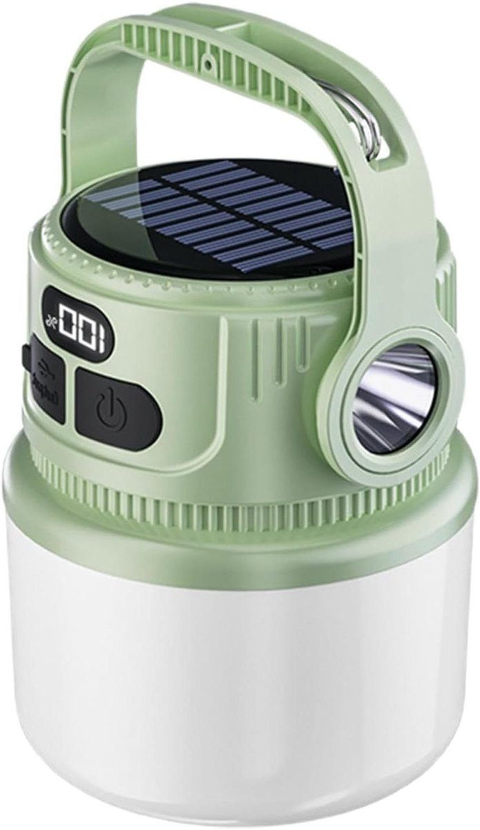 Oplaadbare LED Camping Lantaarn - Waterdichte Draagbare Zaklamp met Zonne-energie voor Outdoor Gebruik