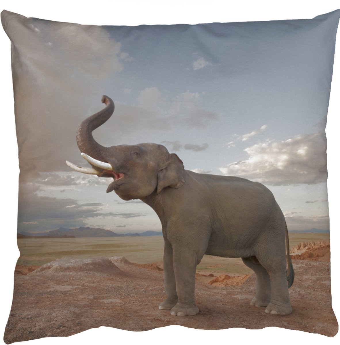 Sierkussen Olifant Heuvel Wolk - 60 x 60 cm