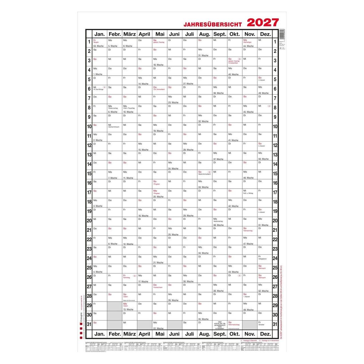 Güss Wandkalender hoch Versandrohr 60x100cm (A1) (37409841)
