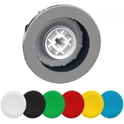 Schneider Electric ZB4FA9 Drucktaster, Frontelement, Harmony XB4F, Metall, 30mm, 6 farbige Tastenschilder, unbeschriftet, tastend