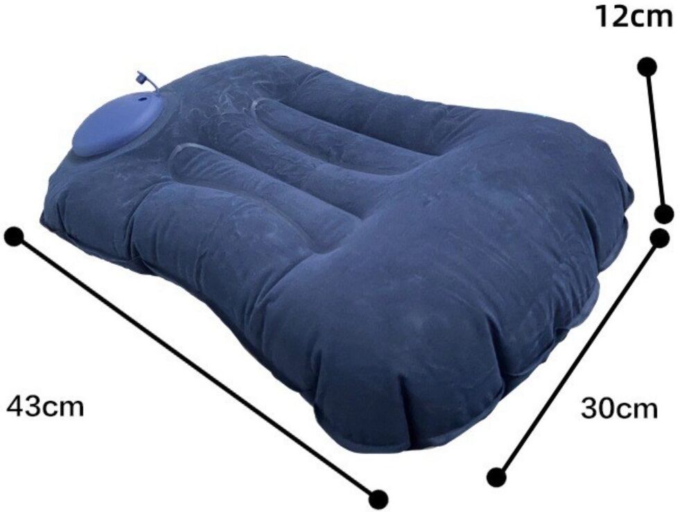 INF Tragbares aufblasbares beflocktes Kissen mit ergonomischer Nackenstütze für Reisen, Outdoor-Aktivitäten und Camping