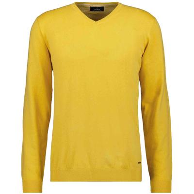 V-Ausschnitt-Pullover RAGMAN, Herren, Gr. 56, gelb (zitrone, 532), Strick, 95% Baumwolle, 5% Kaschmir, V-Ausschnitt, Pullover