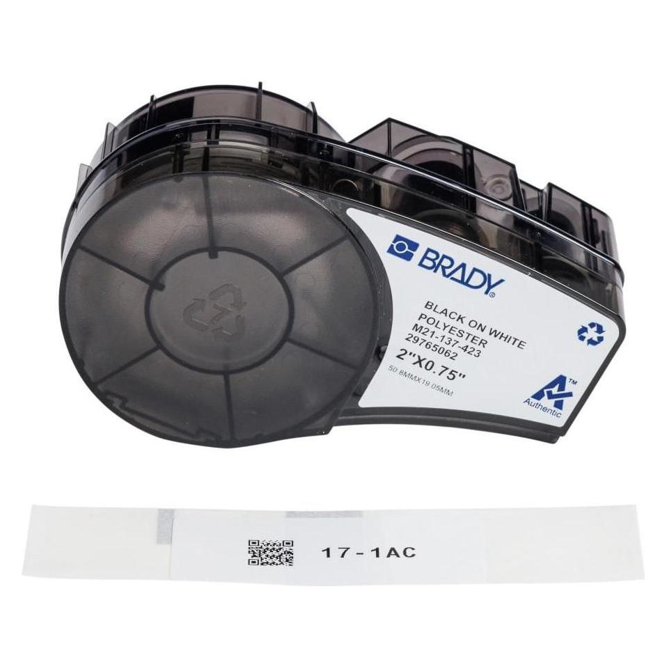 Brady M210 und M211 glänzend weiße Polyesteretiketten zur Kennzeichnung von Teilen und Komponenten (19.05 mm) (M21-137-423)