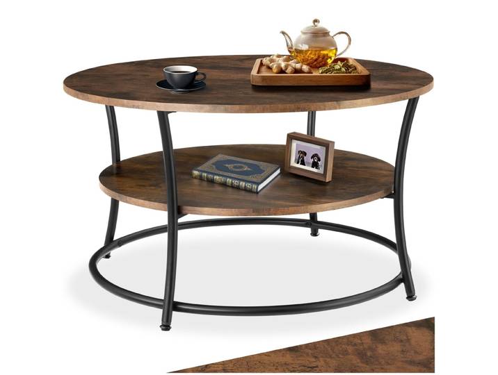 Couchtisch Cromford 80x46cm - Industrial Holz dunkel, rustikal