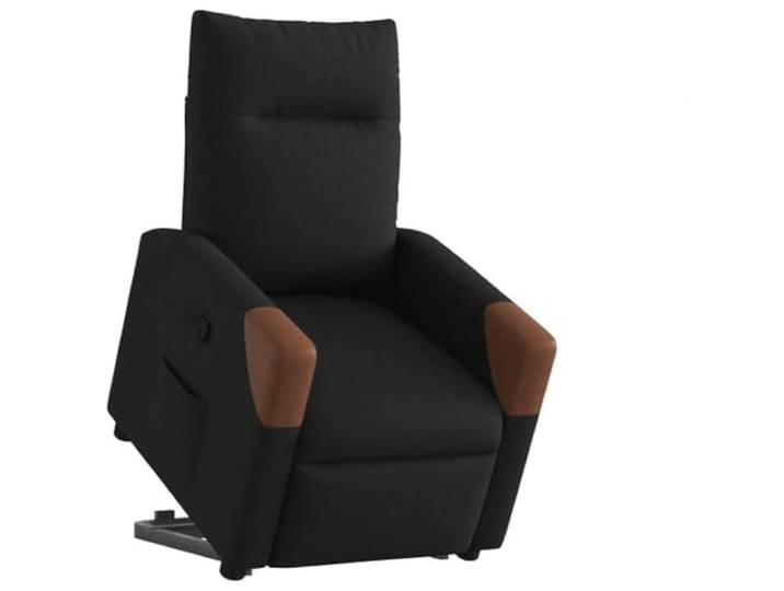 HEFZGDB Relaxsessel mit Aufstehhilfe Schwarz Stoff Elektrischer Sitzlift und Manuelle Liegefunktion