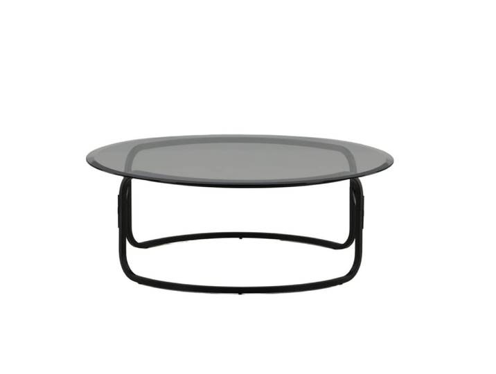 Table basse ronde en verre pieds métal noir ALIZOE verre + métal