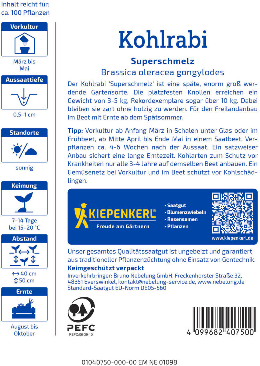 Kiepenkerl Saatgut Kohlrabi Superschmelz für ca. 100 Pflanzen