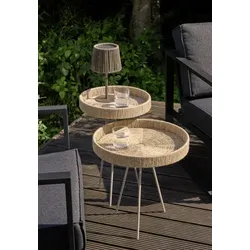 TAHITI leichter Beistelltisch - mit stilvoller Jutebespannung Outdoor Ø 36cm