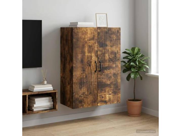 KGHFDVB Wandschrank Geräucherte Eiche 66 x 34,5 x 90 cm Viel Stauraum, Stabiler Holzwerkstoff, Vintage-Stil, Wandmontage, Einfach zu Reinigen