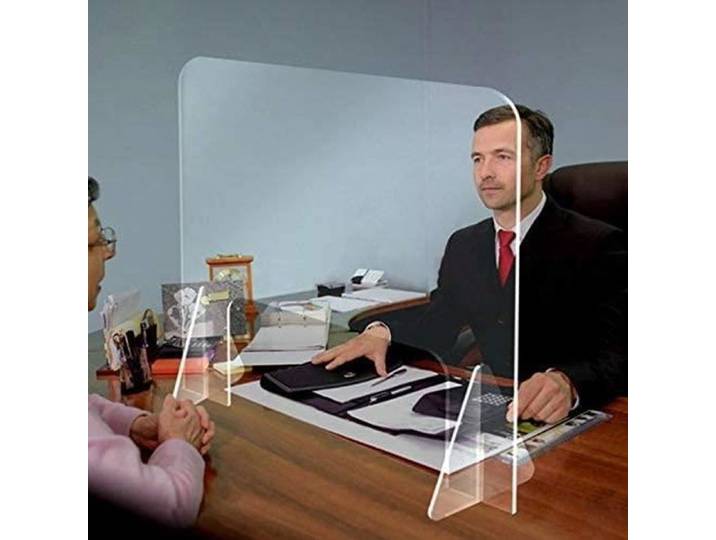 VITRE ECRAN Protection PLEXIGLASS Transparent COMPTOIR 65X65CM Accueil RÉCEPTION Separation LATÉRALE Bouclier HYGIAPHONE A02