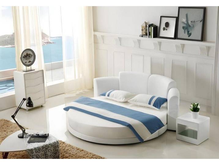 Xlmoebel Rundbett Rundes Schlafzimmerbett mit LED-Beleuchtung in modernem Design (Bett), Hergestellt in Europa