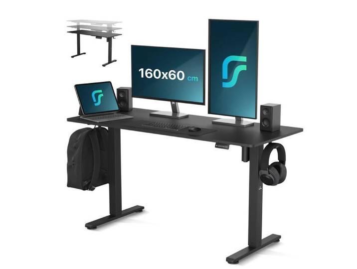 Bureau assis debout Flowsense - Bureau électrique réglable - 160 x 60 cm