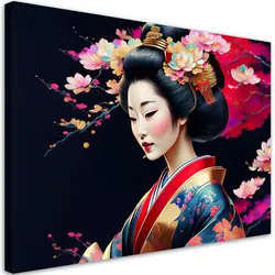 LEINWANDBILD Japanische Geisha bunt 90x60cm