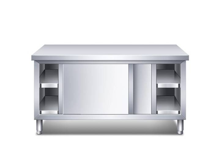 Arbeitsschrank mit Schiebetüren, Edelstahl Arbeitstisch Küche, Gastro Schrank Schiebetürenschrank Edelstahl, für Speisekammern, Restaurants, Küchen, Großküchen(100*40*80cm/39.4*15.7*31.5in)