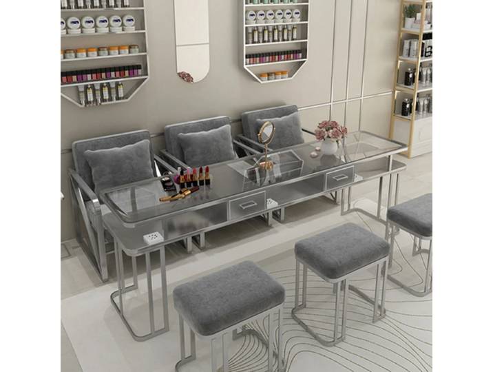 Table de manucure simple à aspiration, portable, design professionnel, en métal et verre, style nordique, mobilier de manucure