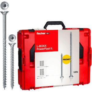 Fischer Schraubenset L-BOXX 102 PowerFast II, 11 verschiedene Größen + 1x Bit-Set, 1801-teilig, 200 Stück