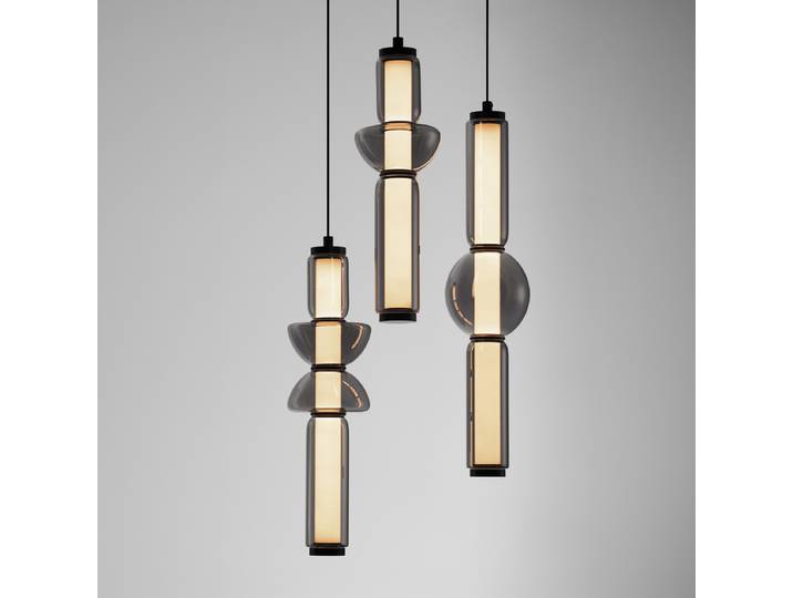 Suspension LED Ulon Type D Ø 30cm Gris Matériau : Verre, Métal Surface en métal : Laqué Type de métal : Aluminium Type de verre : Verre fumé