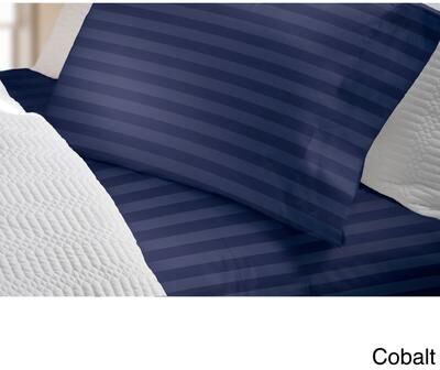 Blue Ridge Home Fashions 300 Thread Count Cotton Damask Stripe Bed Sheet Set