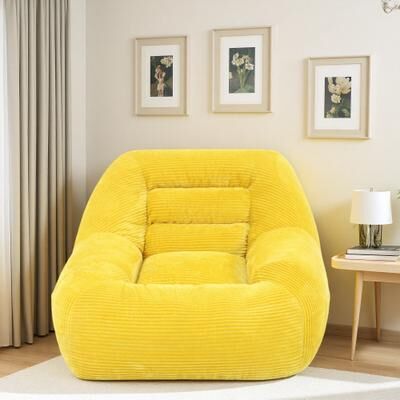 ZWYO HOSIMU Fabric Beanbag Sofa Chair with Faux Fur and No Assembly Required