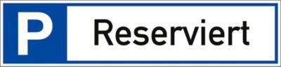 moedel Parkplatzschild „Reserviert“, für die Wand- und Pfostenmontage, L 460 x B 110 mm, Aluminium, weiß-schwarz-blau