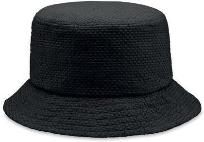 Chapeau bob en paille personnalisé BILGOLA+ paille noir